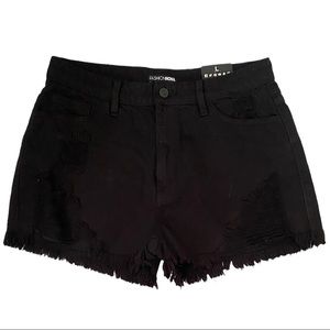 Fashion Nova Black Weekender High Rise Distressed Shorts‎ sz Large